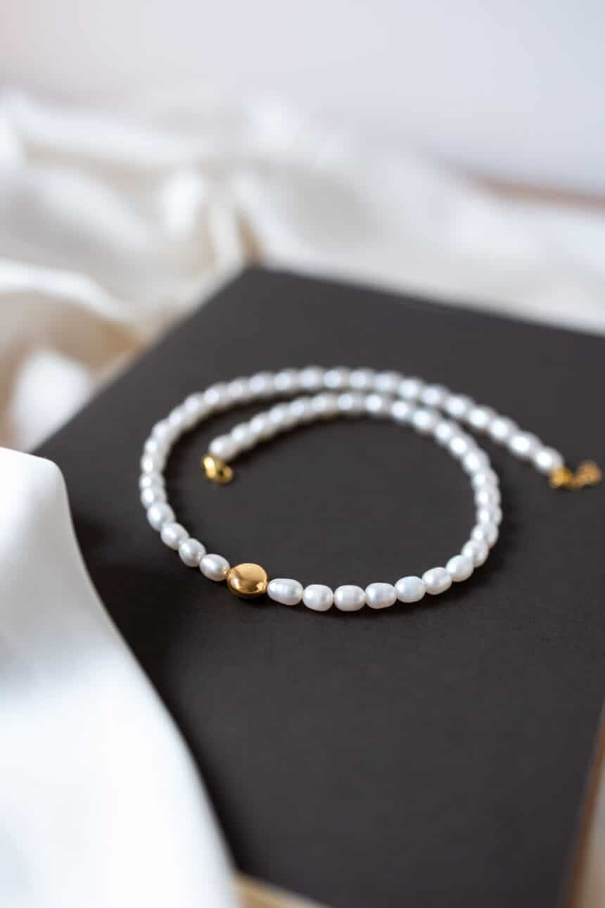 Colier din argint Drop Pearl1 Colier cu perle naturale si argint 925 Drop Pearl