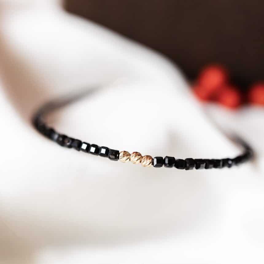 Bratara cu pietre naturale si aur Pure Noir1 Bratara cu pietre naturale si aur 14K Pure Noir