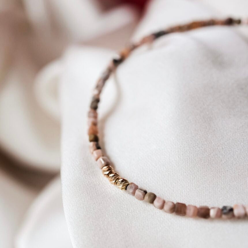 Bratara cu pietre naturale si aur Tende Rose1 Bratara cu pietre naturale si aur 14K Tender Rose