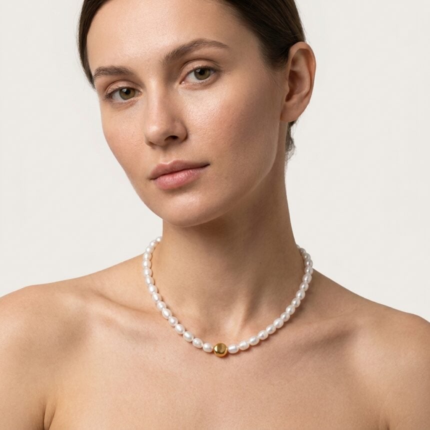 Colier din argint 925 Drop Pearl1 Colier cu perle naturale si argint 925 Drop Pearl