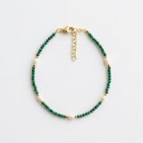 Bratara de picior din argint 925 aurit Eden Malachite