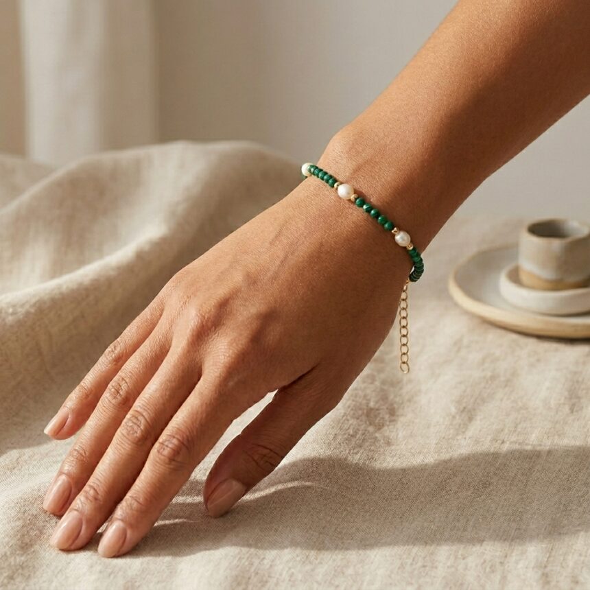 Bratara din argint 925 aurit Eden Malachite