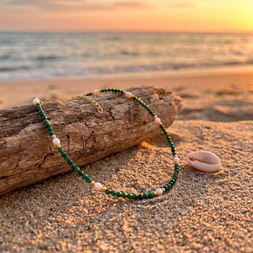 Colier din argint 925 aurit Eden Malachite