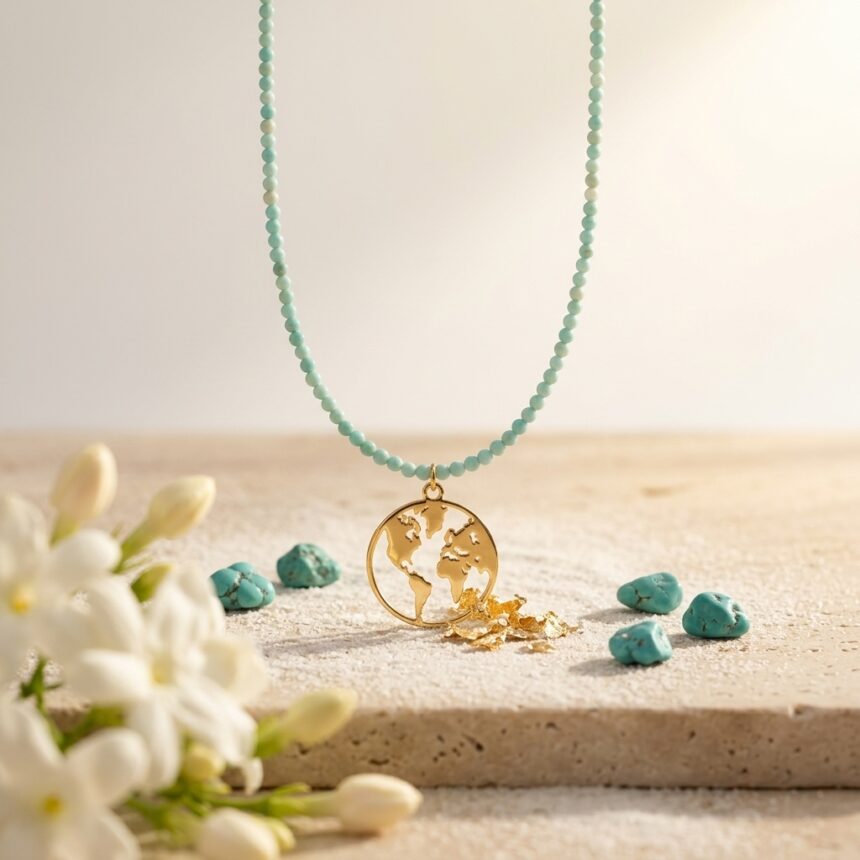Colier din argint aurit Wanderlust4 Colier din argint 925 aurit Wanderlust