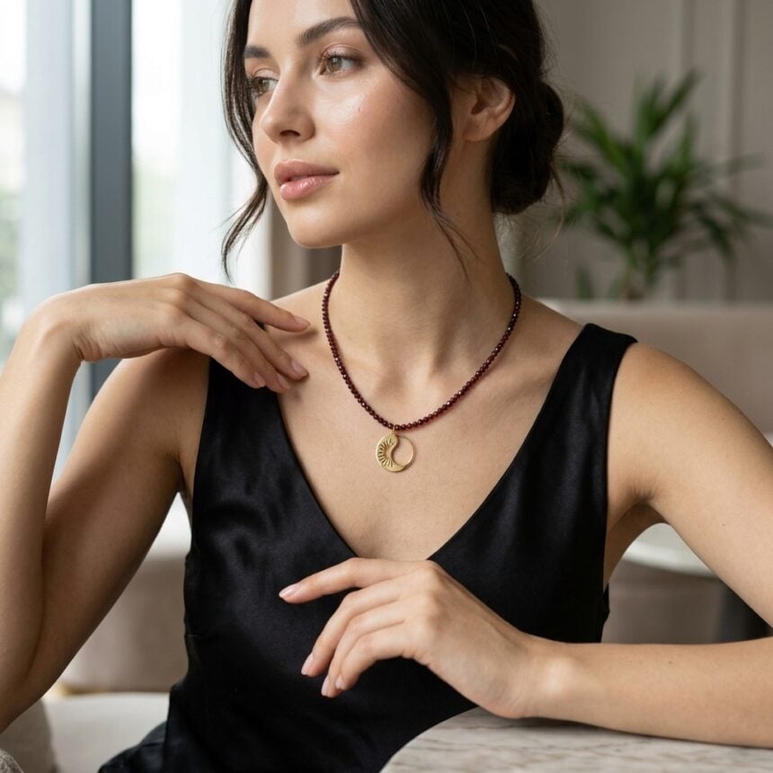 Colier cu pietre si argint 925 aurit Sol&Luna
