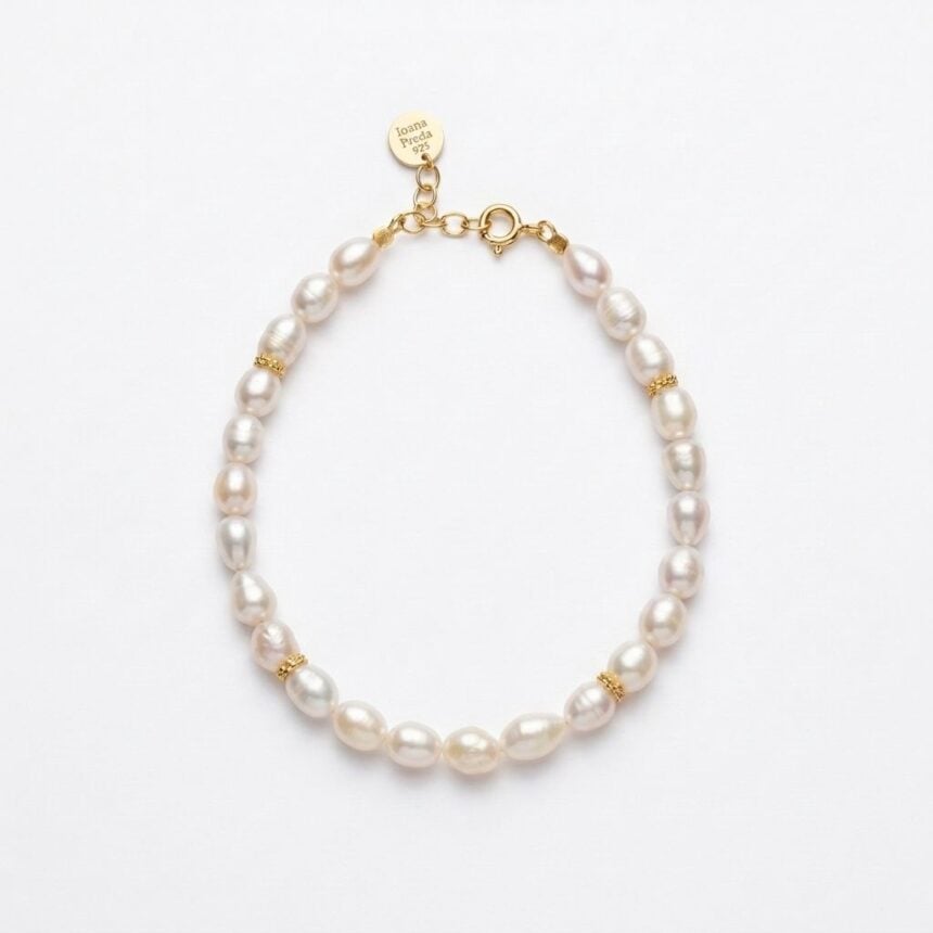 Bratara din argint 925 aurit Drop pearl1 Bratara din argint 925 aurit Drop Pearl
